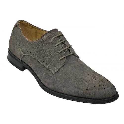 Stacy Adams "Kensington" Gray Genuine Leather Suede With Perforated Toe Dress Shoes 25002-061