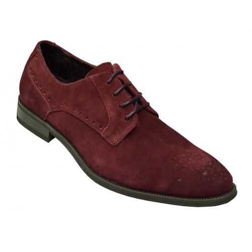 Stacy Adams "Kensington" Oxblood Burgundy Genuine Leather Suede With Perforated Toe Dress Shoes 25002-603