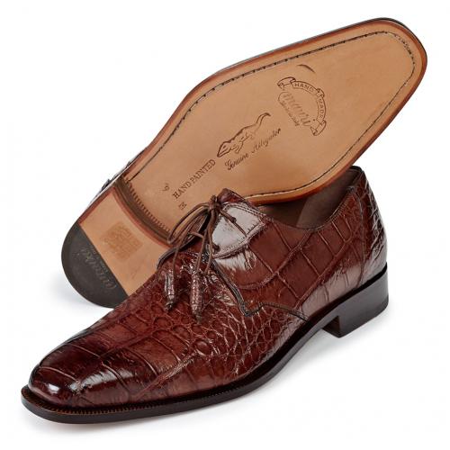 Mauri "Impero" 1029 Hand-Painted Burnished Sport Rust Genuine Alligator Shoes
