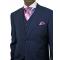 Statement Confidence Navy With Pink Micro Windowpane Design Super 150's Wool Vested Suit TZ-812