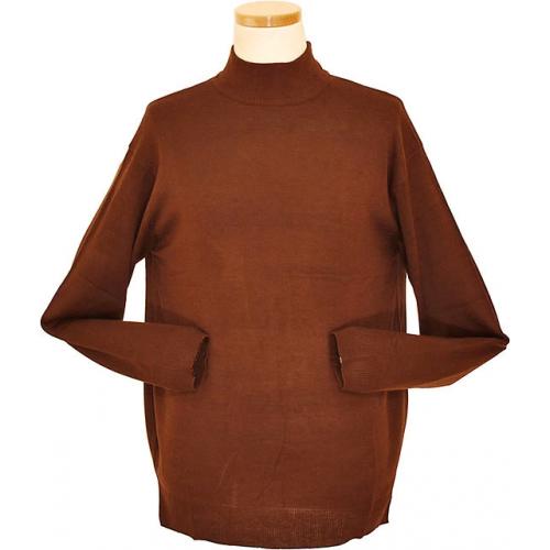 Download Bagazio Brown Mock Neck Sweater Shirt BM030 | Upscale Menswear