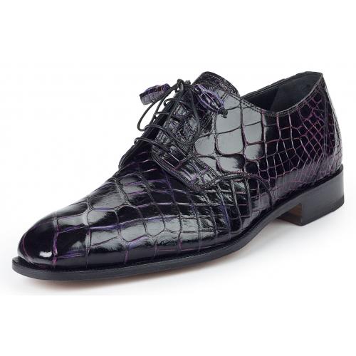 Mauri "Barocco" 4613 Black / New Grape Genuine Alligator Dress Shoes