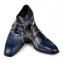 Mauri "Aspide" 4694 Navy Genuine Pebble Grain Calf / Blue Python Hand-Painted Dress Shoes