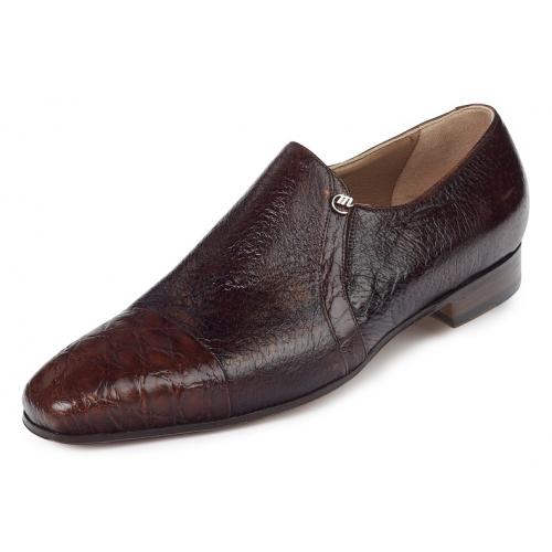 Mauri "Danieli" 4528 Sport Rust Genuine Alligator / Pecary Loafer Shoes With Cap-Toe