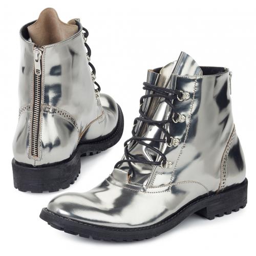 Mauri "Reflex" 4861 Metallic Silver Genuine Calf Leather Boots.