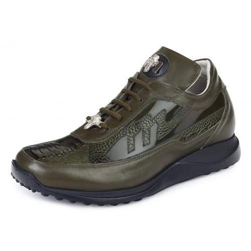 Mauri "Eclisse" 8555 Olive Genuine Nappa / Ostrich Leg / Patent Leather Casual Shoes