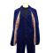 Silversilk Royal Blue Corduroy Casual Vested Suit With Black PU Leather Trimming 8180JVP