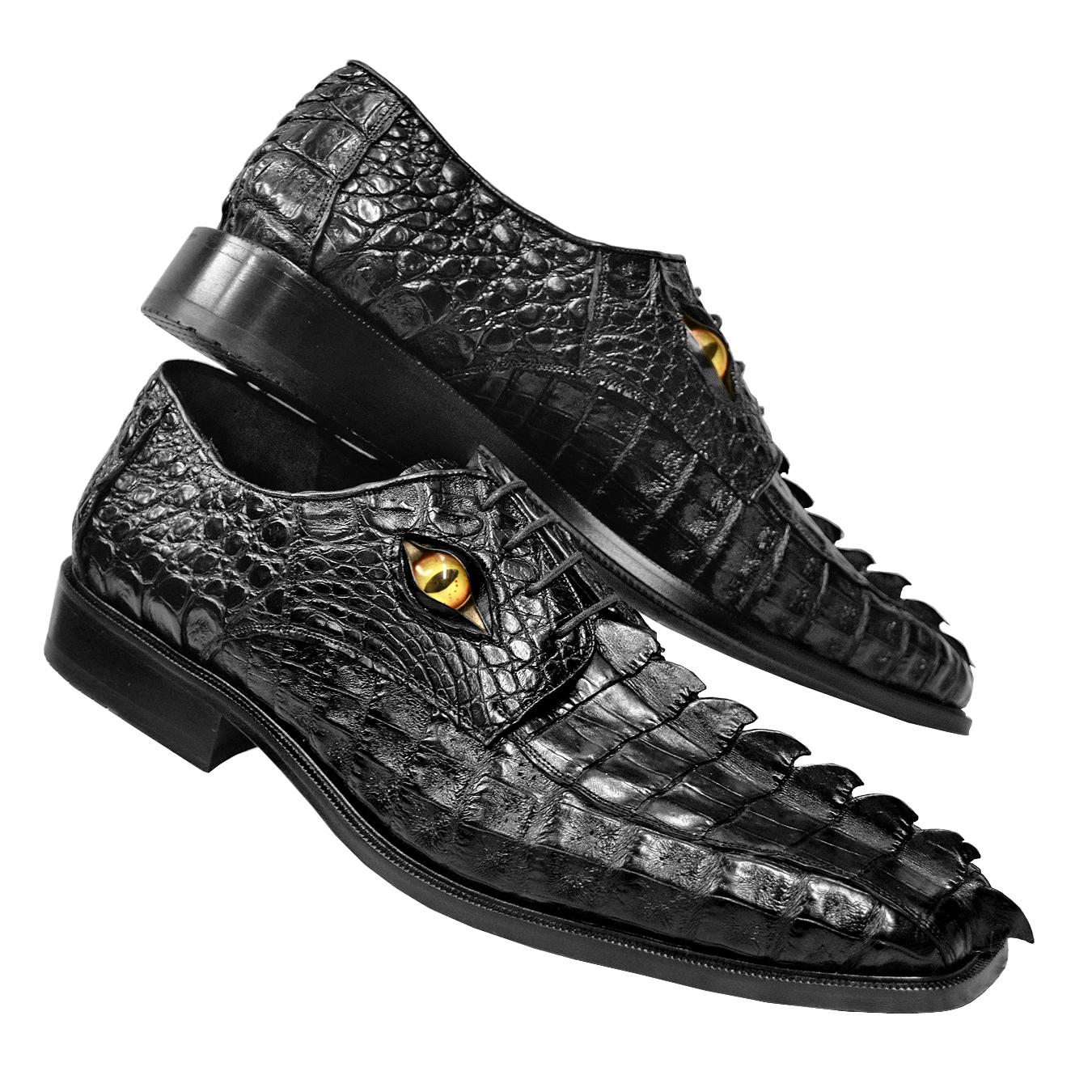 LA Exotics King Black All-Over Genuine Hornback Tail Shoes With Eyes 1ZV030105E - :: Upscale Menswear - UpscaleMenswear.com