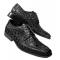 LA Exotics Black All-Over Genuine Hornback Crocodile Lace-Up Shoes ZV030205