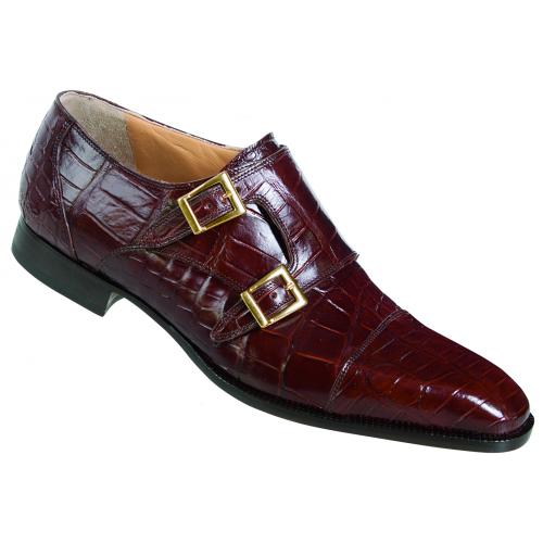 Mauri "4560/1" Gold Genuine All Over Alligator With Two Monk Strap Loafer Shoes