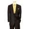 Royal Diamond Dark Chocolate Brown / Cream Pinstripes Super 150's Wool U-Neck Vested Wide Leg Suit WH-103