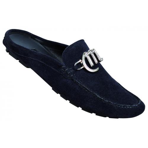 Mauri "3119" Navy Blue Genuine Suede Half Shoes
