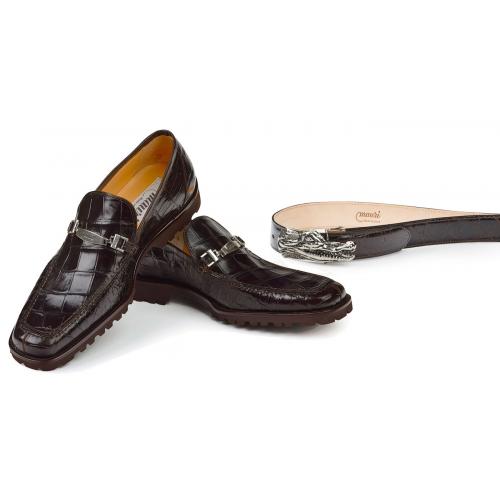 Mauri 4692 Dark Brown Genuine Alligator With Bracelet Loafer Shoes