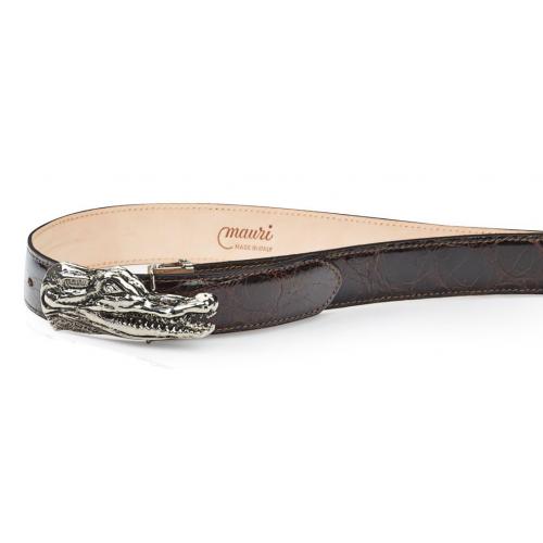 Mauri "0100/35" Dark Brown Genuine Alligator Belt