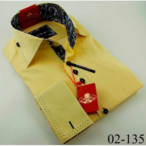 Axxess Yellow / Black Hand Picked 100% Cotton Regular Dress Shirt 02-135