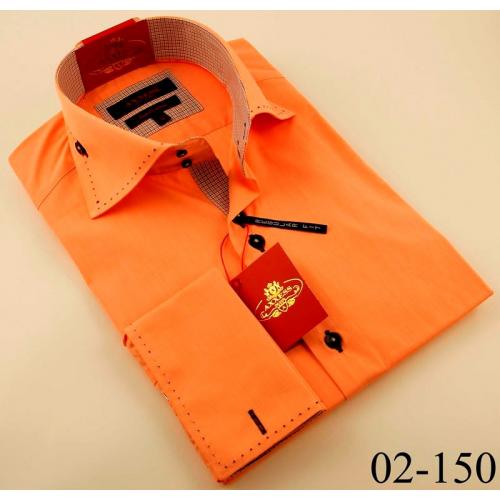 Axxess Orange / Black Hand Picked 100% Cotton Regular Dress Shirt 02-150