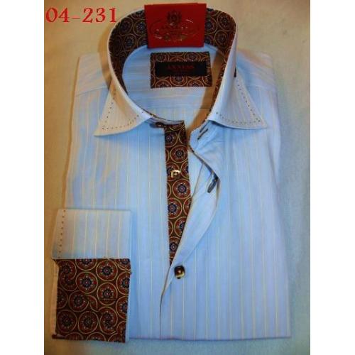 Axxess Sky Blue Stripes 100% Cotton Dress Shirt 04-231