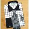 Fratello White / Black Windowpanes Shirt / Tie / Hanky Set With Free Cufflinks FRV4132P2