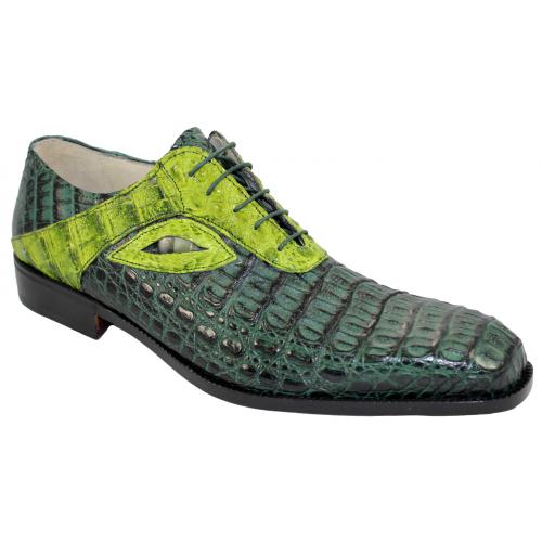Fennix Italy 3419 Hunter Green / Palm Genuine All Over Hornback Alligator Shoes With Eyes