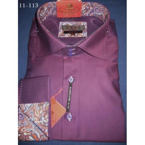 Axxess Mauve / White Handpick Stitching 100% Cotton Regular Fit Dress Shirt 11-113