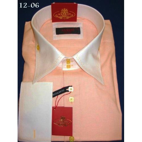 Axxess Peach Handpick Stitching 100% Cotton Regular Fit Dress Shirt 12-06