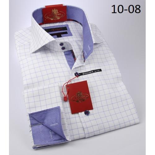 Axxess White / Blue Windowpane 100% Cotton Modern Fit Dress Shirt 10-08