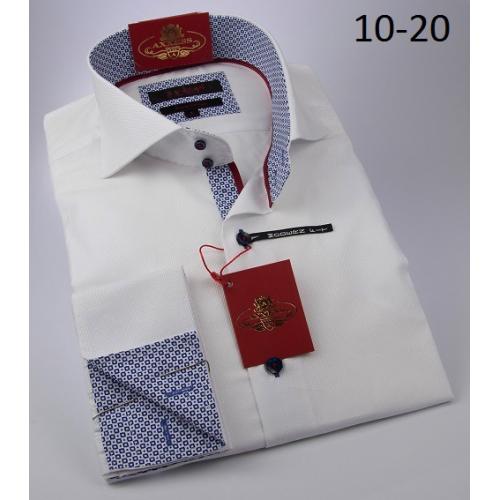 Axxess White / Blue Handpick Stitching 100% Cotton Modern Fit Dress Shirt 10-20