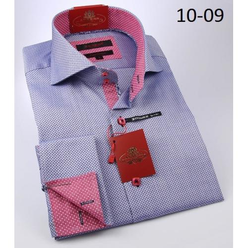Axxess Blue / Pink Handpick Stitching 100% Cotton Modern Fit Dress Shirt 10-09