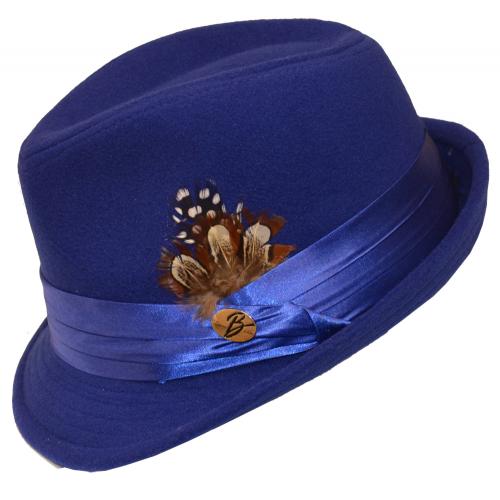 Bruno Capelo Royal Blue Wool Blend Fedora Dress Hat FD-205