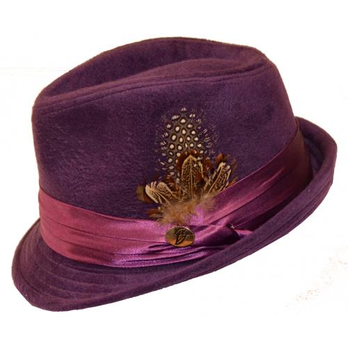 Bruno Capelo Purple Wool Blend Fedora Dress Hat FD-206