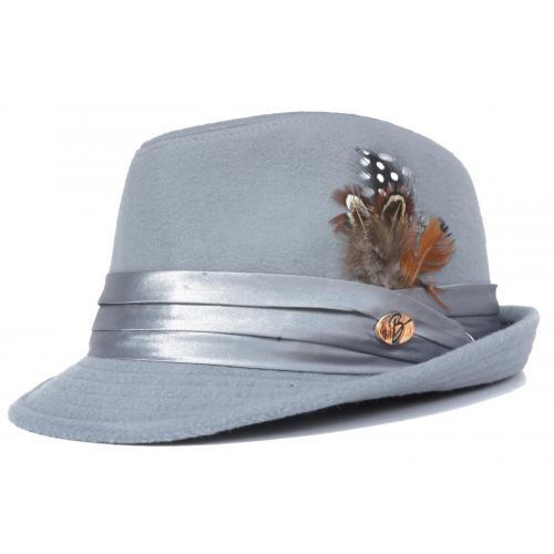 Bruno Capelo Silver Grey Wool Blend Fedora Dress Hat FD-215