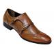 Giorgio Brutini "Vance" New Tan Genuine Leather Wingtip Hand-Burnished Double Monkstrap Shoes With Perforation 248764-1