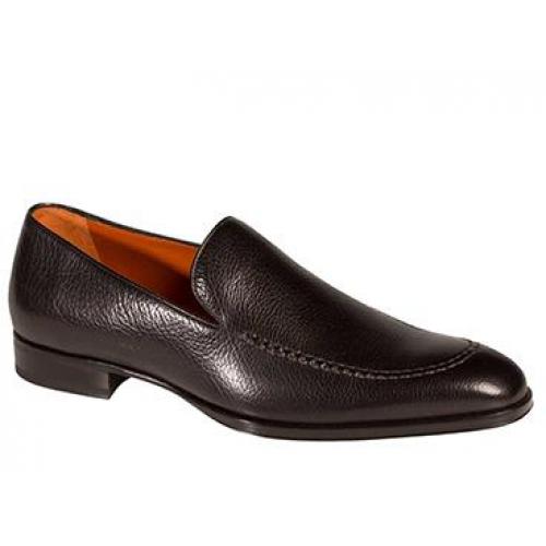 Mezlan "Granada" Black All-Over Genuine Calfskin Classic Handsome Apron Braided-Twist Slip On Shoes