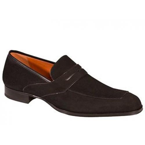 Mezlan "Moura" Black Genuine Olde English Suede Piped in Calf Contemporary Fashion Slip On Shoes
