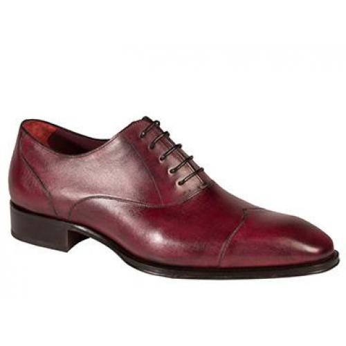 Mezlan "Toulouse" Grape Hand Burnished Italian Calfskin Artisan Wing Tip Oxford Shoes 5967