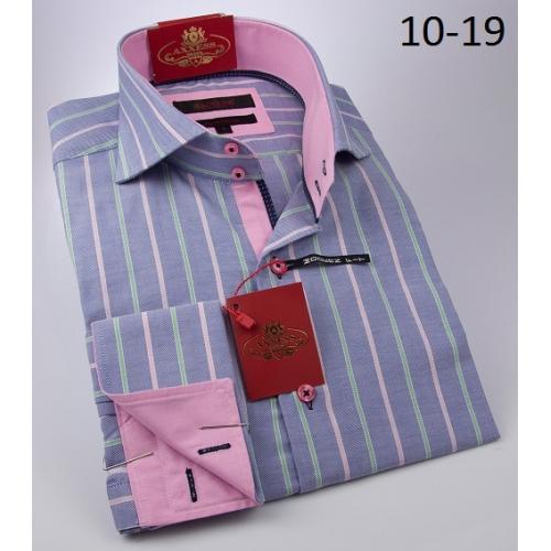 Axxess Blue / Pink Green Stripes Cotton Modern Fit Dress Shirt 10-19