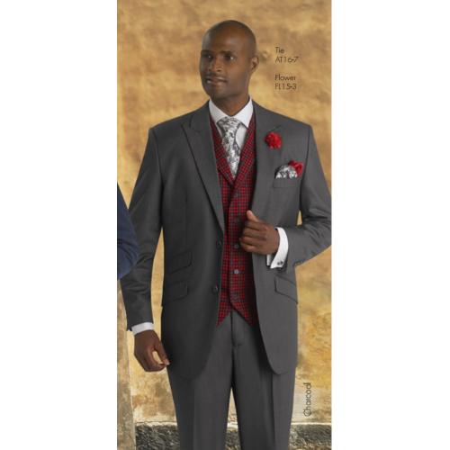 E. J. Samuel Charcoal Vested Suit M2661