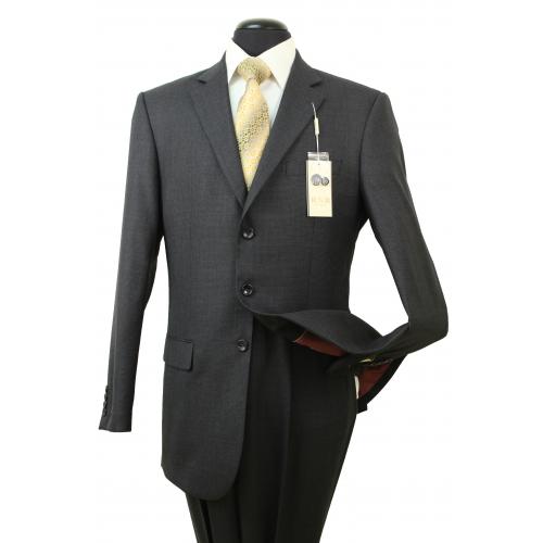 R&B 605-2 Charcoal Tic weave Super 150's Merino Wool Suit