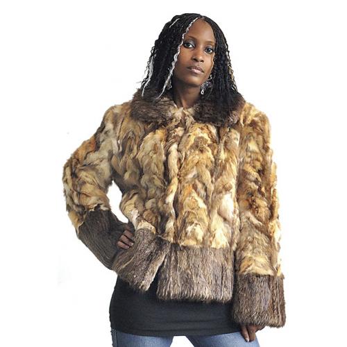 Winter Fur Ladies Natural Genuine Sable Jacket With Beaver Trimming W12S12NA.