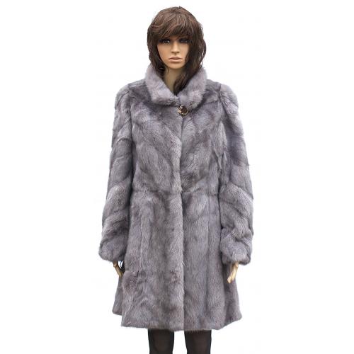 Winter Fur Ladies Full Skin Mink 3/4 Grey Coat W59Q07GR