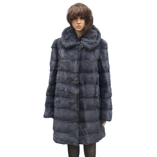 Winter Fur Ladies Full Skin Mink 3/4 Blue Iris Coat W59Q08BI