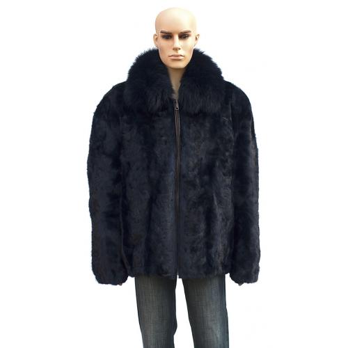Winter Fur Mink Front Paws Jacket With Fox Collar M69R01NV