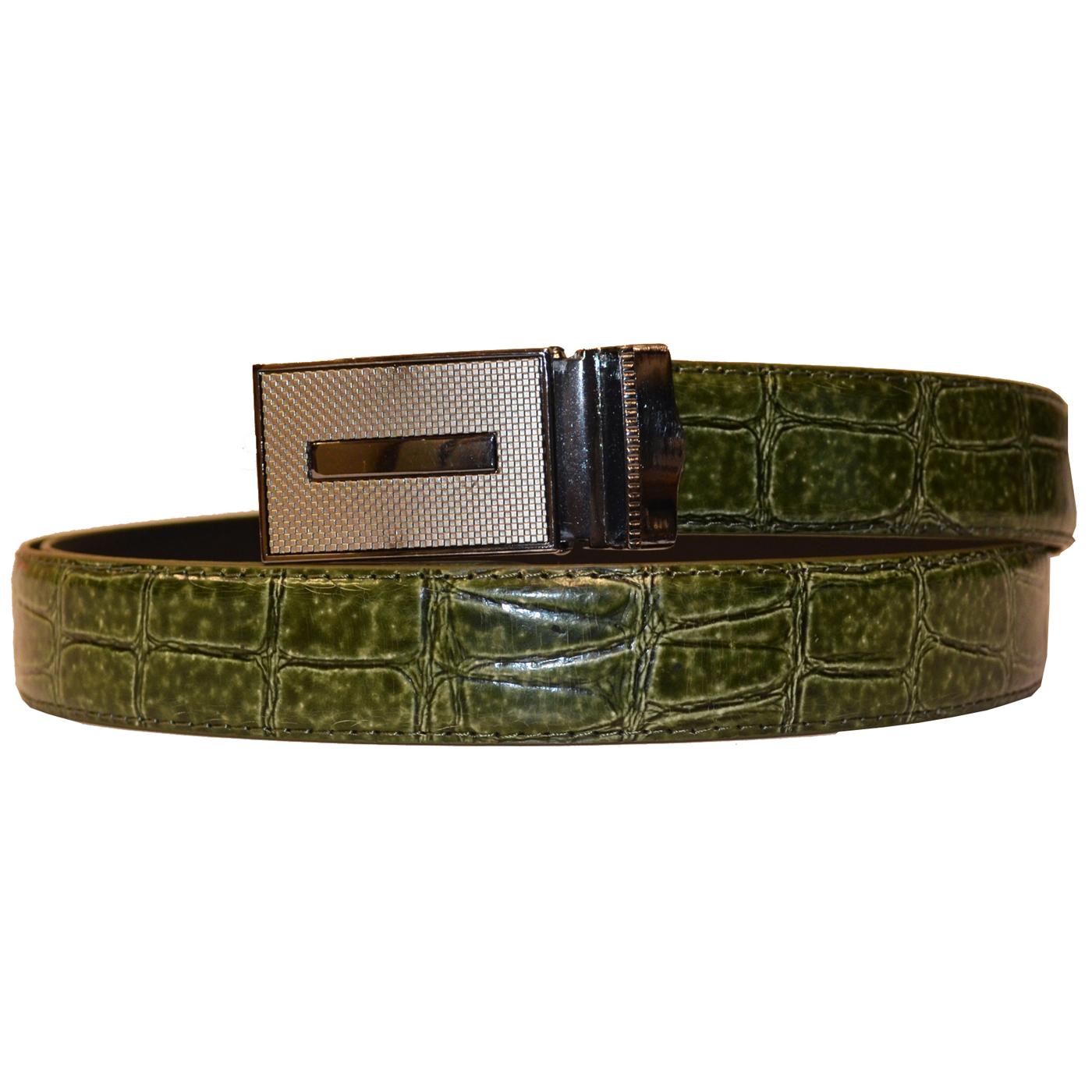 Serpi Olive Alligator Print Genuine Leather Belt F9/30 - $19.90 ...