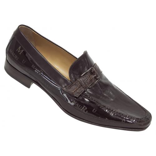 Mauri "3705/5" Black Genuine Kidskin / Sport Rust Patent Laser / Sport Rust Crocodile Flank Loafer Shoes