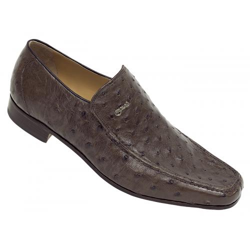 Mauri "3764/2" Dark Brown Genuine All Over Ostrich Loafer Shoes