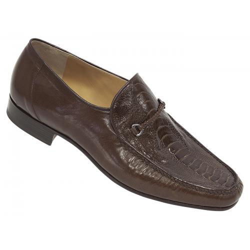 Mauri "3732" Tabac Genuine Kidskin / Ostrich Leg Loafer Shoes