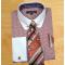 Avanti Uomo Mauve / Rose / Pink / Rust Shirt / Tie / Hanky Set With Free Cufflinks DN67M