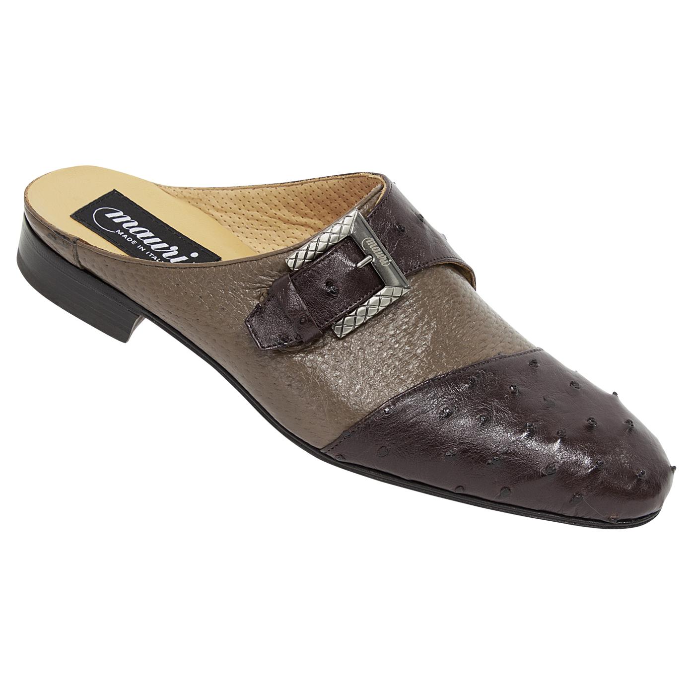 Mauri 4716 Sport Rust Genuine Ostrich / Taupe Peccary Dress Half Shoes -  $ :: Upscale Menswear 