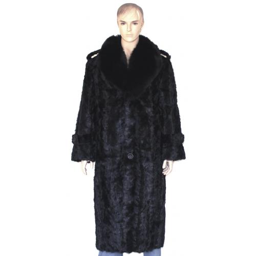 Winter Fur Pieces Mink Dress Coat With Fox Collar M03F01BK.