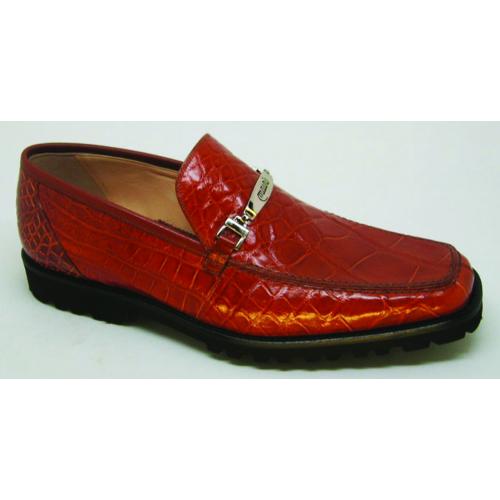 Mauri 4692 Cognac Genuine All Over Alligator With Bracelet Loafer Shoes
